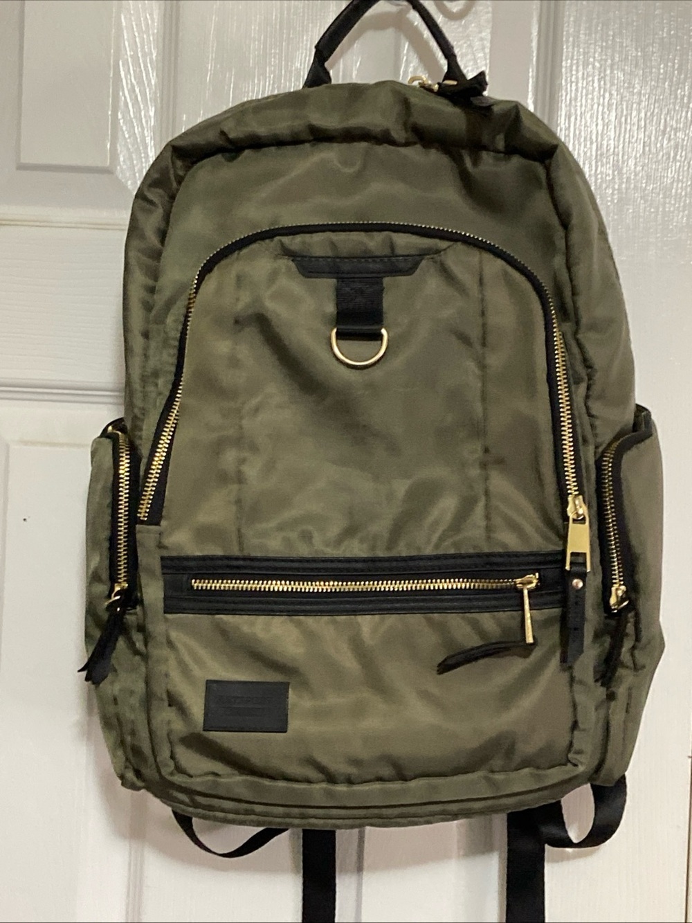 Olive Green Women's Backpack with Gold Hardware